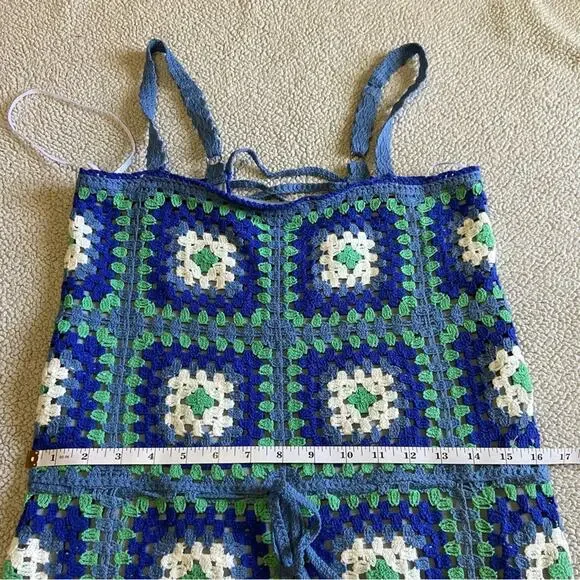NWOT Lulus Trendsetting Charm Blue Crochet Lace-Up Sleeveless Mini Dress - Picture 7 of 9